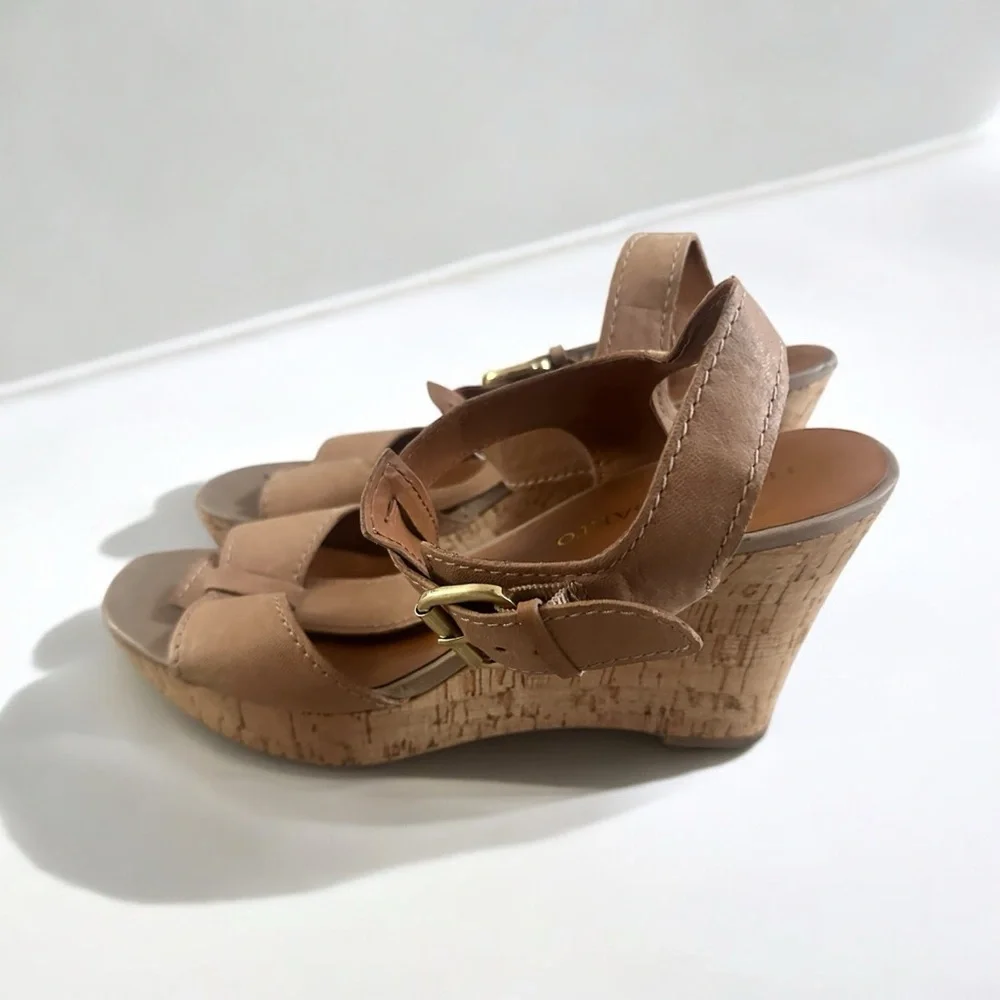 Womens Franco Sarto‎ Chaz Leather Sandals Wedges size 10